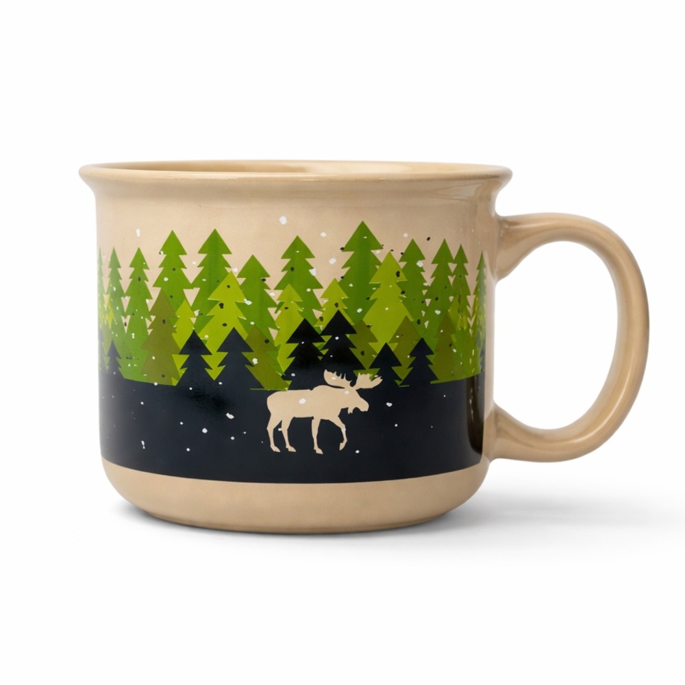 Lazy One Moose Mug Rustic Cabin Coffee Cup Brown & Green Camping Cabincore